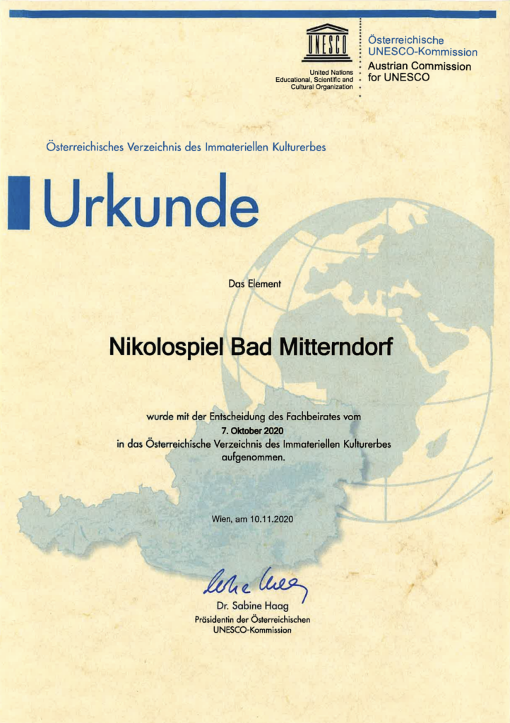 Unesco Immaterielles Kulturerbe Urkunde
